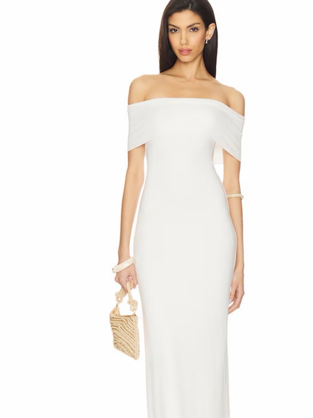 Off-Shoulder White Maxi Dress